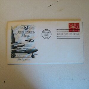 Air mail envelope with air mail 7 cent stamp dated 8-12-1960